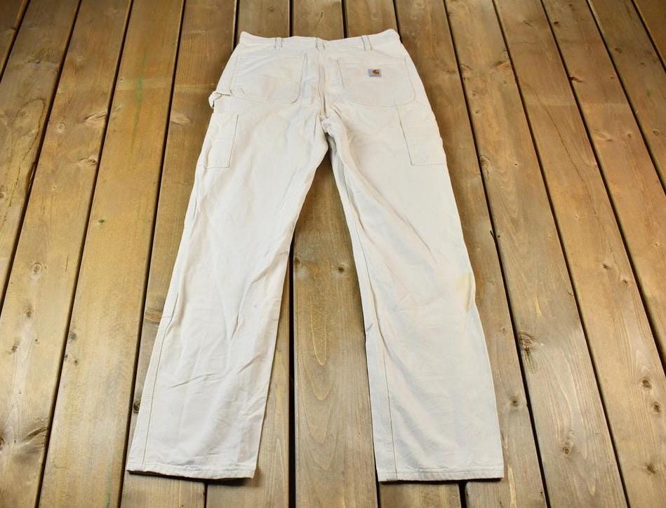 Vintage 1990s White Carhartt Dungaree Work Pants Size 40 x 29