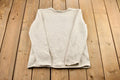Vintage 1990s White Eddie Bauer Rolled Hem Lightweight Knit Shallow V-Neck Sweater