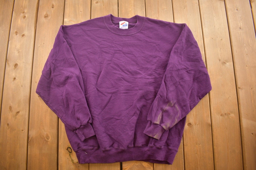 Vintage 1990s Jerzees Blank Purple Crewneck Sweatshirt