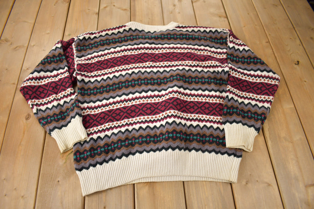 Vintage 1990s St. Johns Bay Knit Pattern Crewneck Sweater