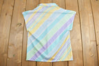 Vintage 1990s Diagonal Stripe Collar Sleeveless T-Shirt