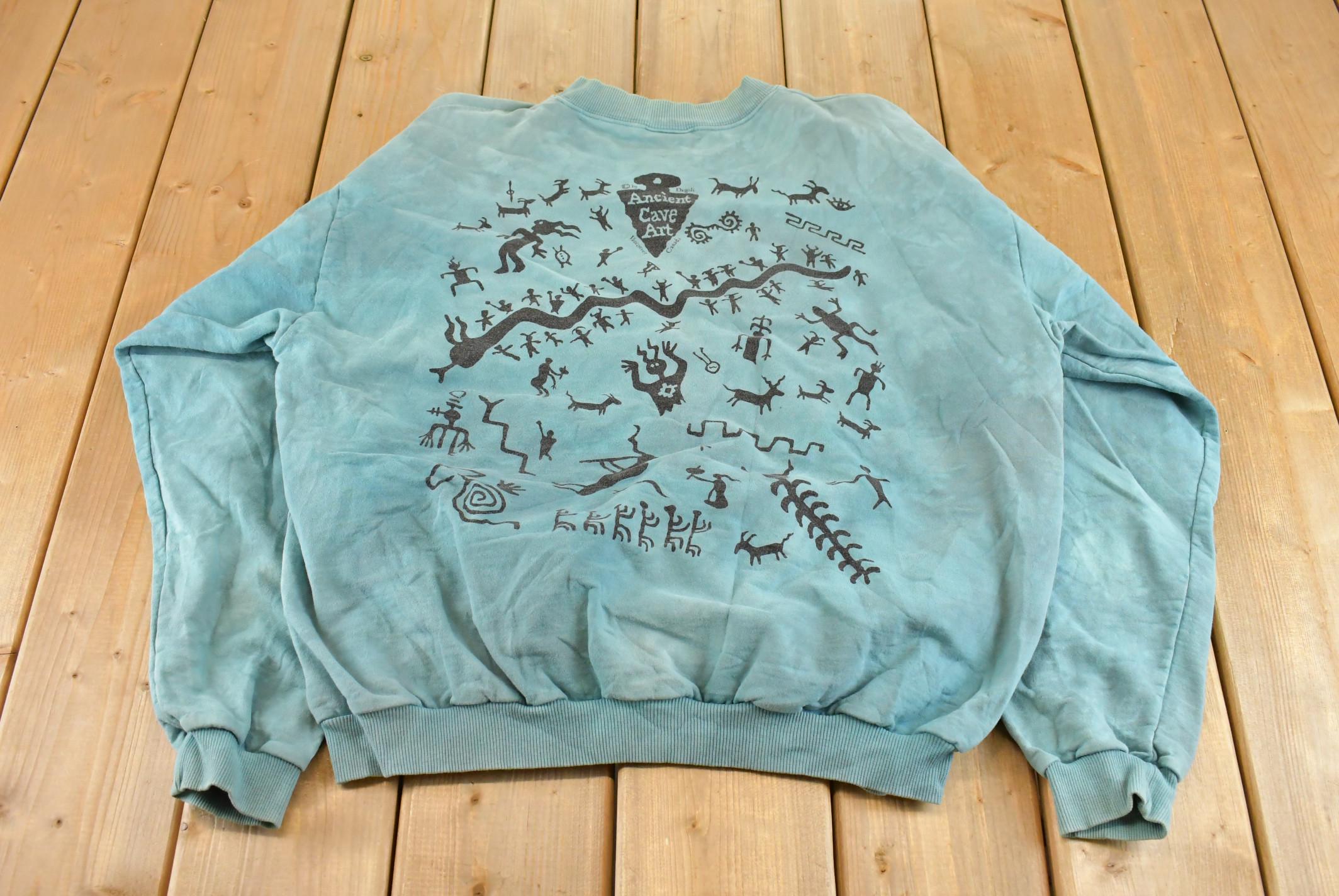 Vintage 1990s Dagoli Native American Art Graphic Crewneck Sweatshirt Men's M /