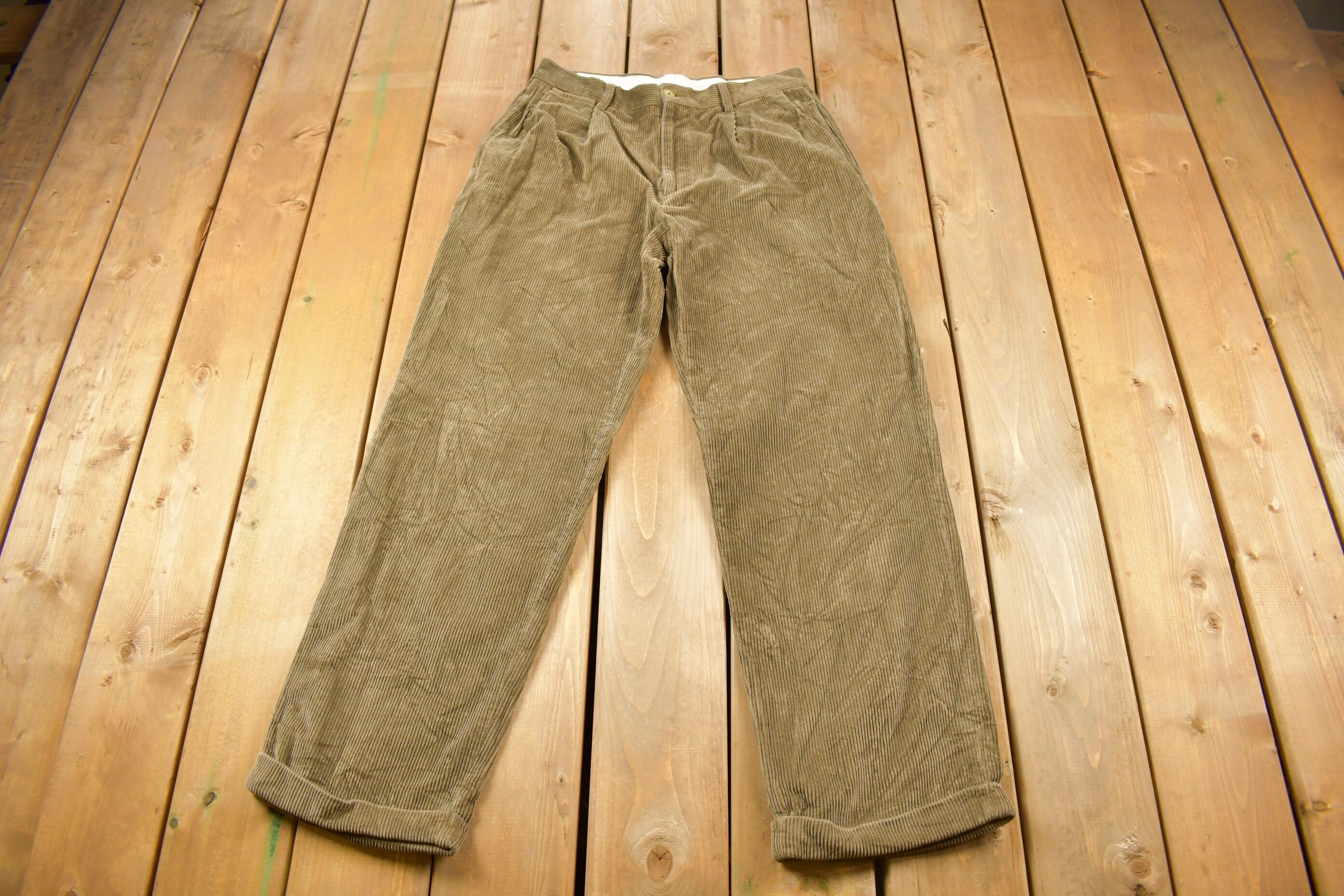 Vintage 1990s Nautica Rigger Chunky Brown Corduroy Pants Size 32 x 30