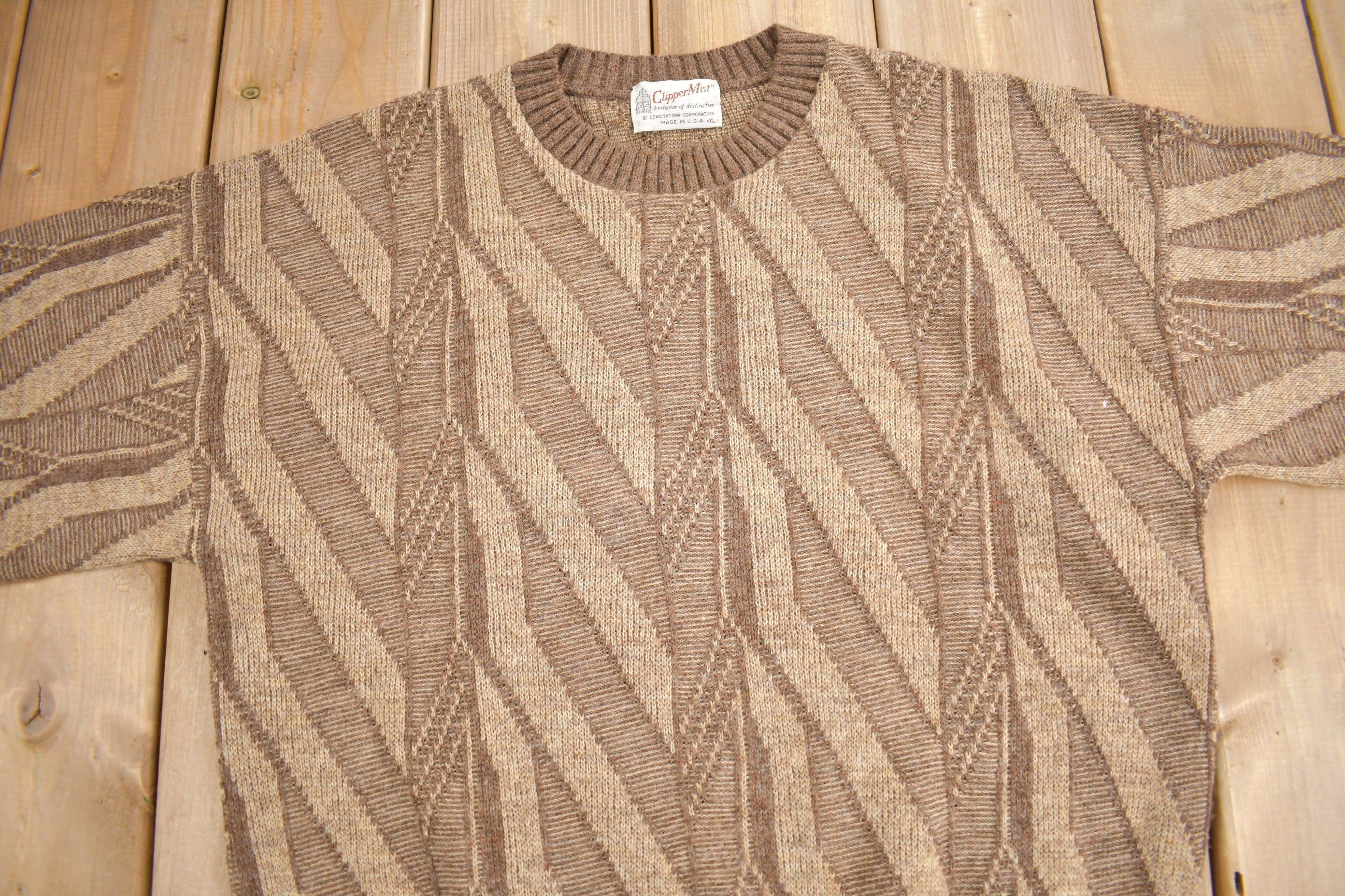 Vintage 1960s Clippermist Wool Knit Sweater  True Vintage  60s Sweater  Made In USA