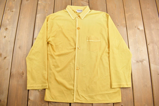 Vintage 1980s Master Built Button Up Shirt / Nylon / 1980s Button Up / Vintage Pyjama / Lounge Wear / Pyjama Shirt / Sleep Shirt