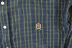 Vintage 1990s Tommy Hilfiger Plaid Button Up Shirt Men's L  Funky Crazy Pattern  Preppy Style  Boxy Fit