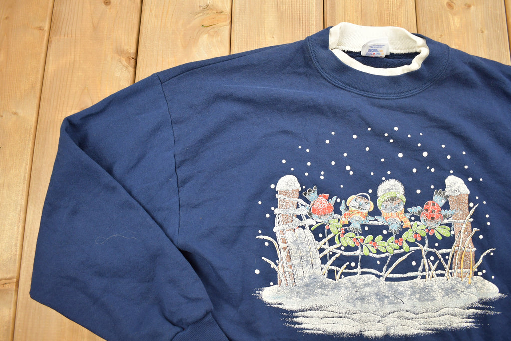 Vintage 1990s Double Collar Christmas Graphic Sweatshirt