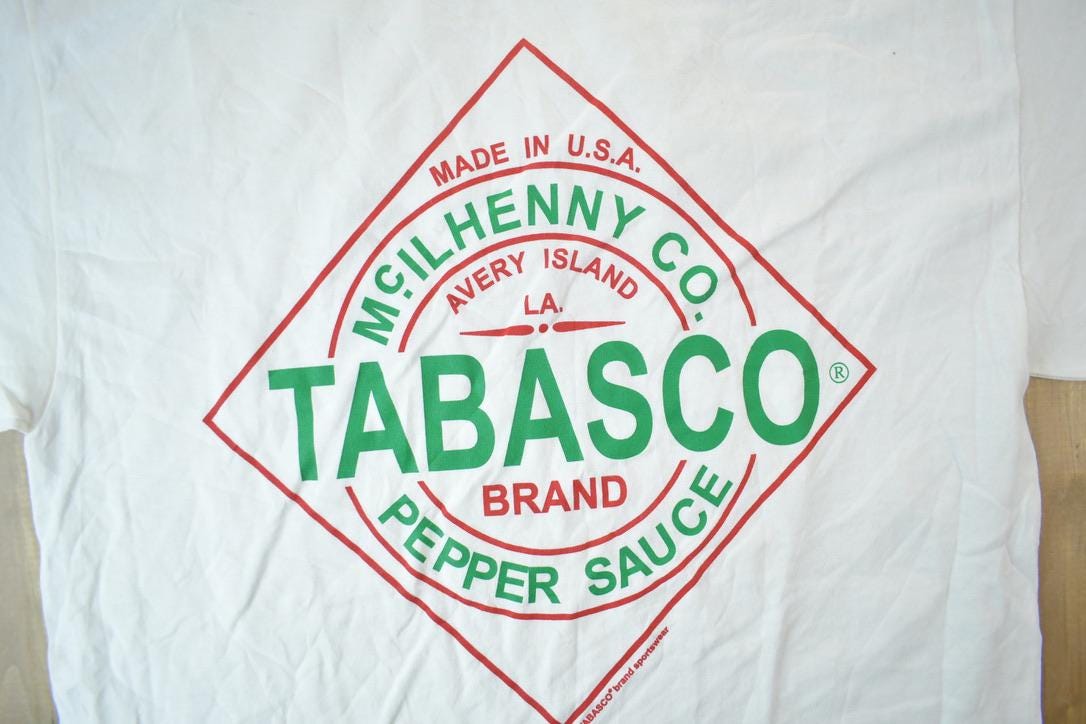 Vintage 1990s Tabasco Pepper Sauce Graphic T-Shirt