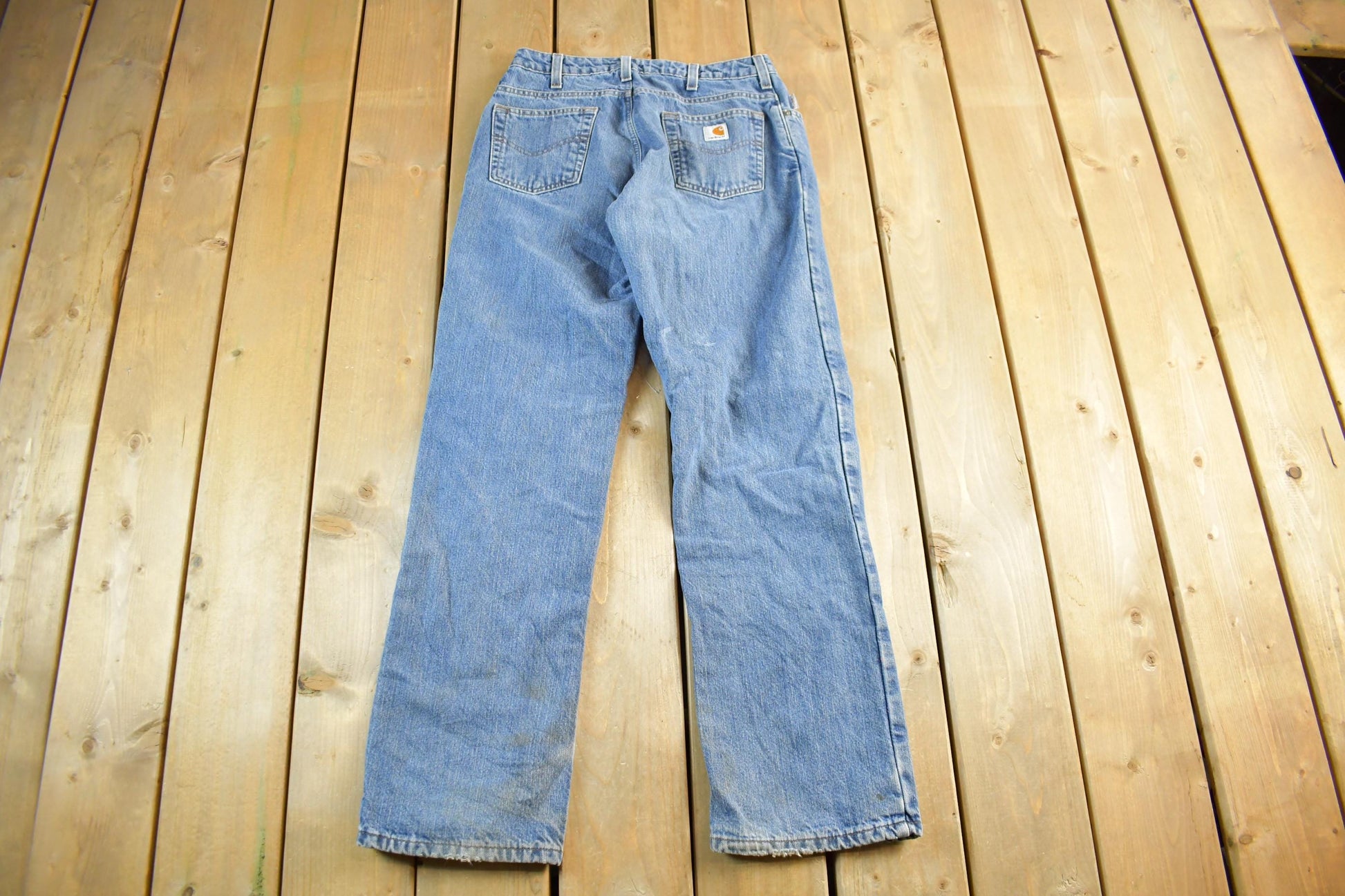 Vintage 2000s Carhartt Distressed Flannel Lined Denim Work Jeans Women's 29 x 32