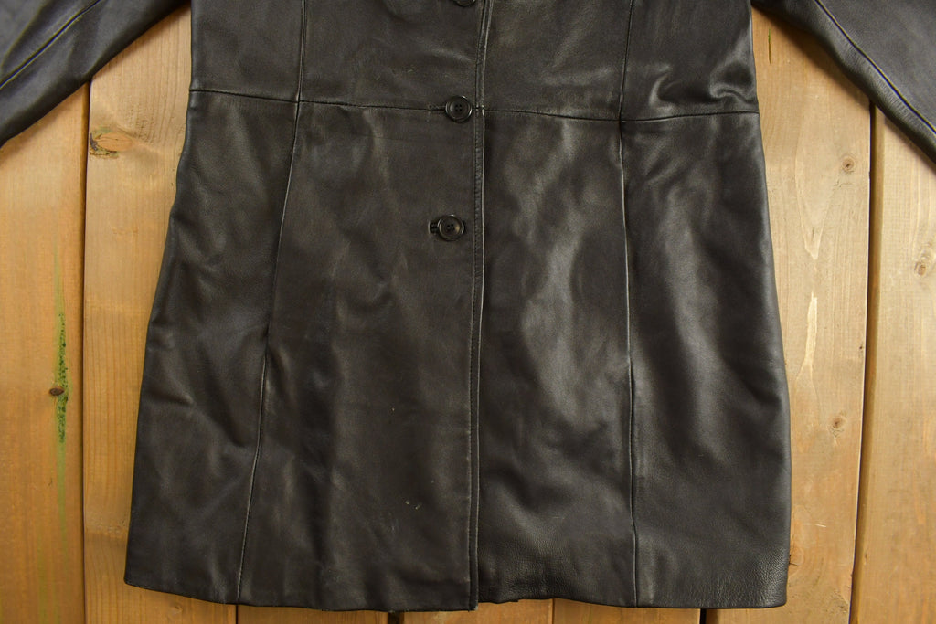 Vintage 1990s Winlit New York Leather Trench Coat
