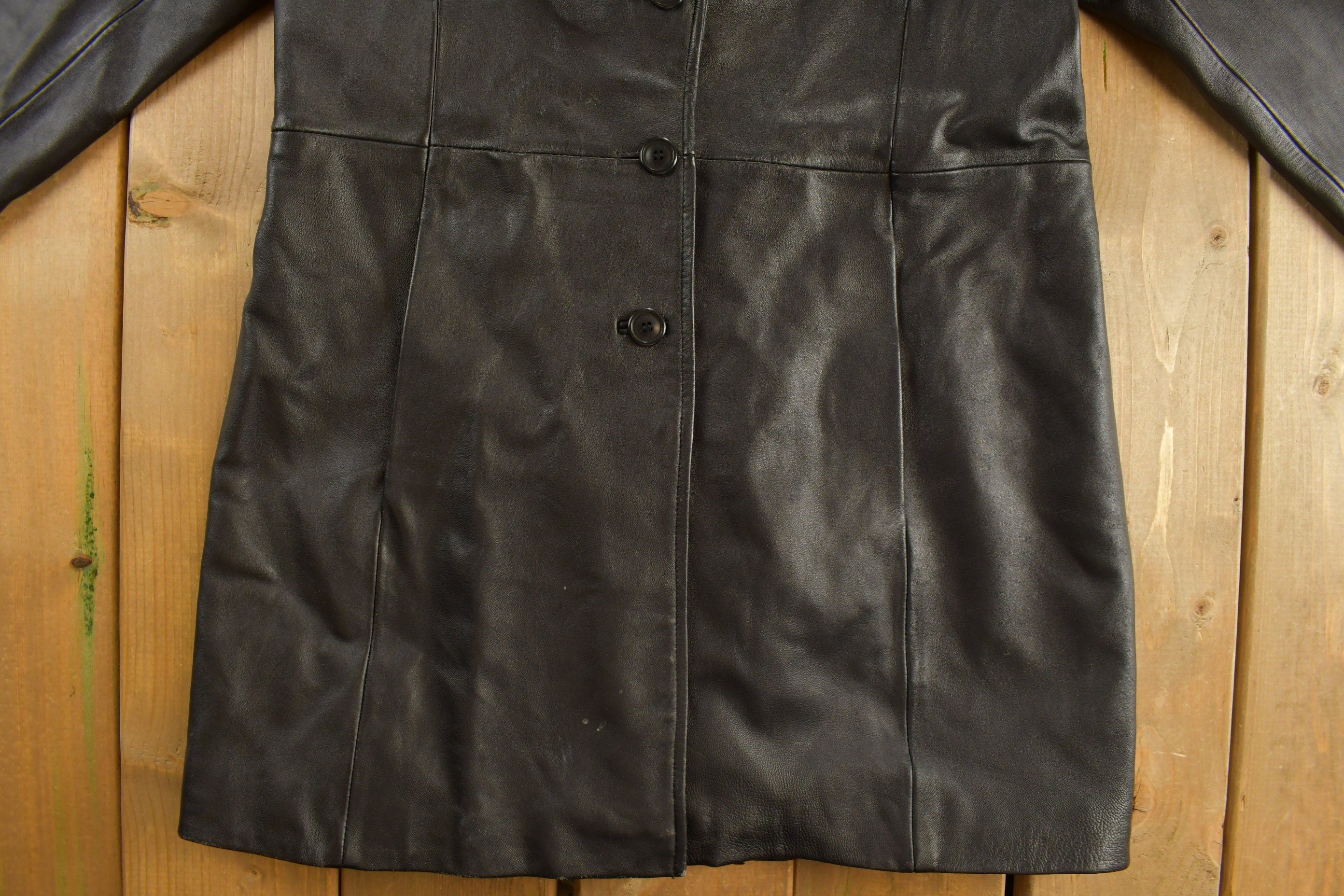 Vintage 1990s Winlit New York Leather Trench Coat