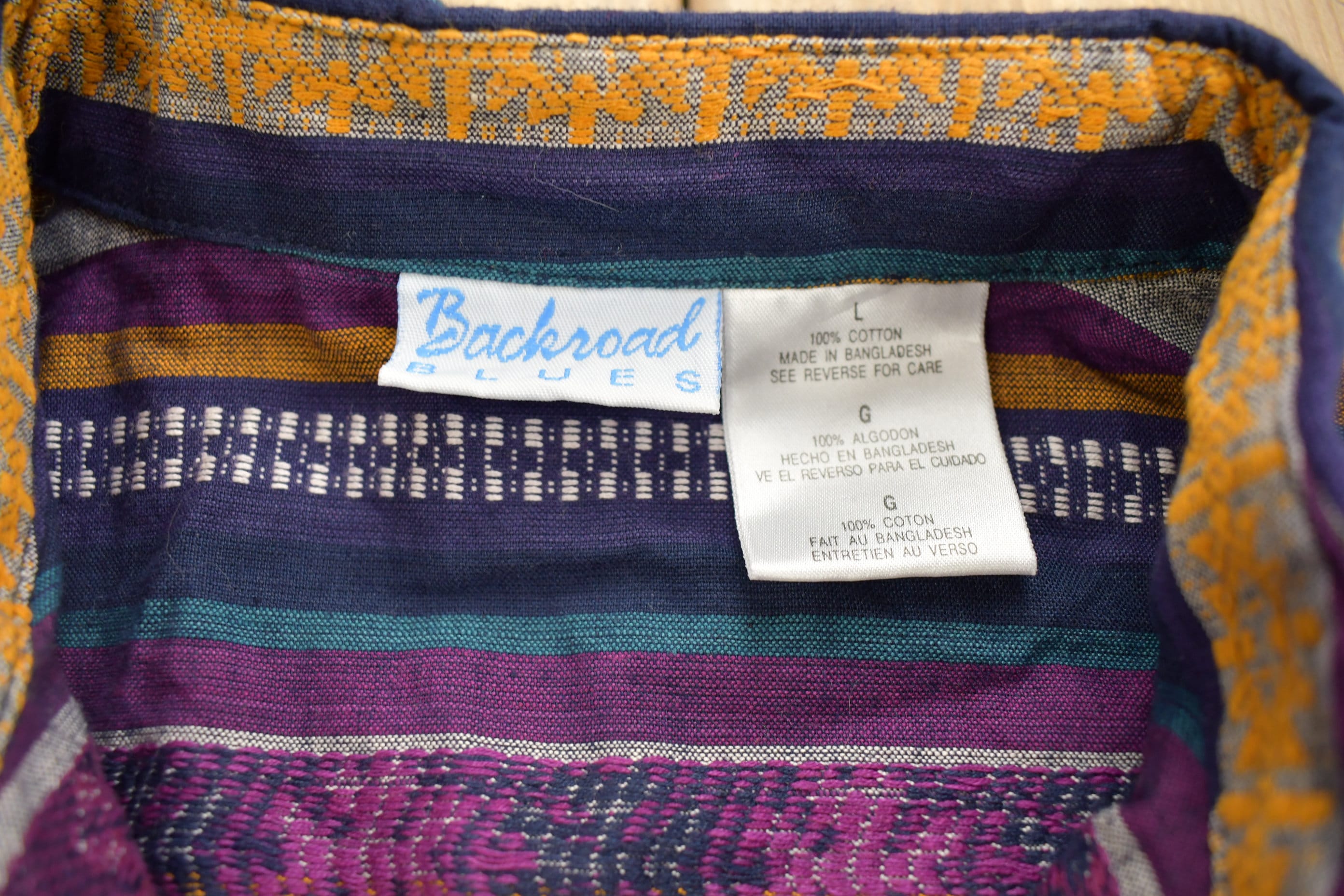Vintage 1990s Backroad Blues Colorful Striped Button Up Shirt