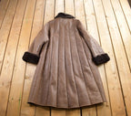 Vintage 1970s Sung Ho Women's Full Length Leather Fur Lined Trench Coat Size 52