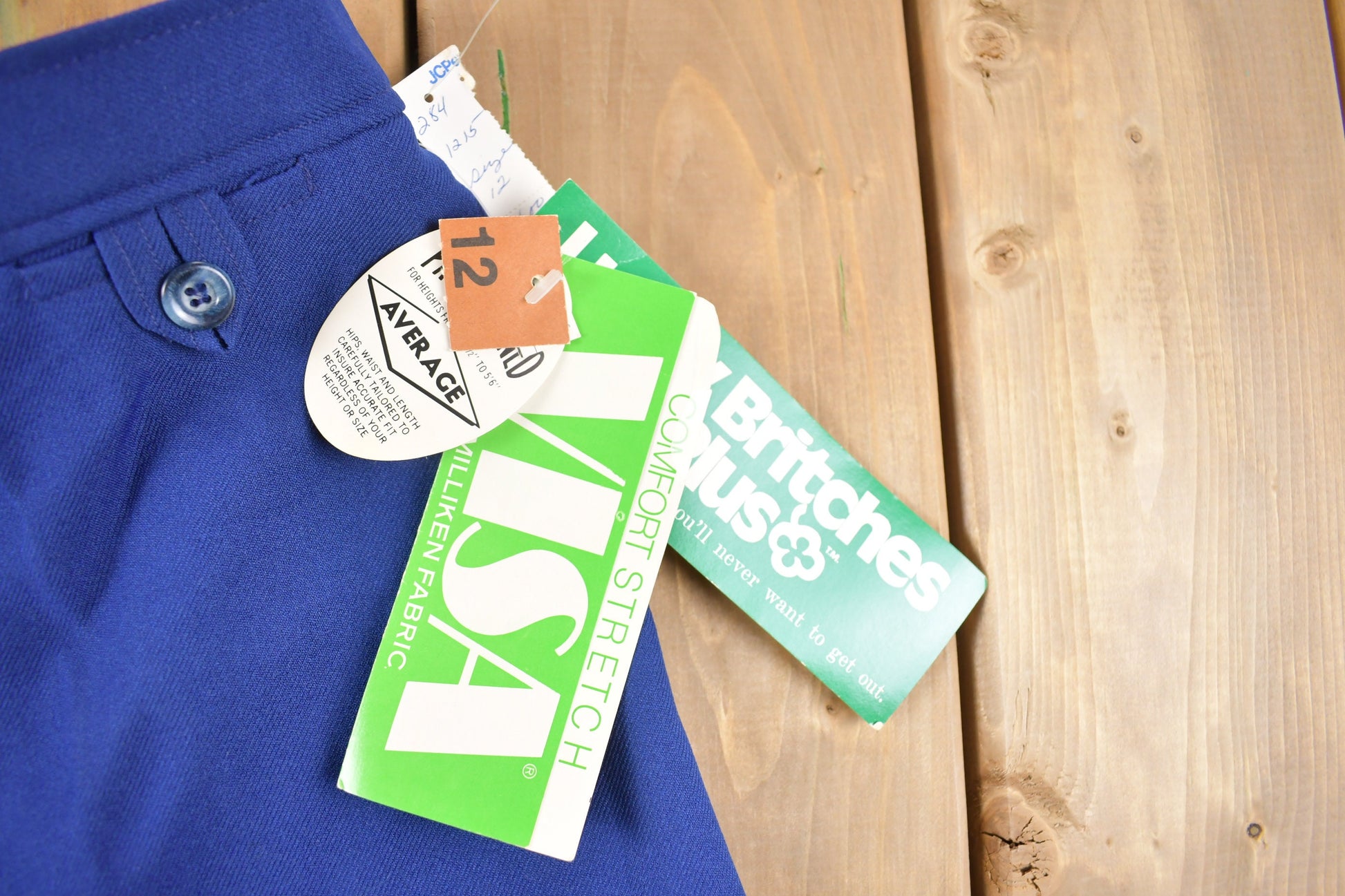 Vintage 1970's Navy Dress Pant Trousers with Original Tags Size 26 x 30