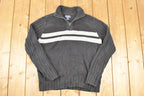 Vintage 1990s Polo Jeans Company Quarter Zip Cable Knit Collared Sweater Men's M
