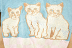Vintage 1990s Triple Kitty Berek Hand Knit Crewneck Sweater Women's L