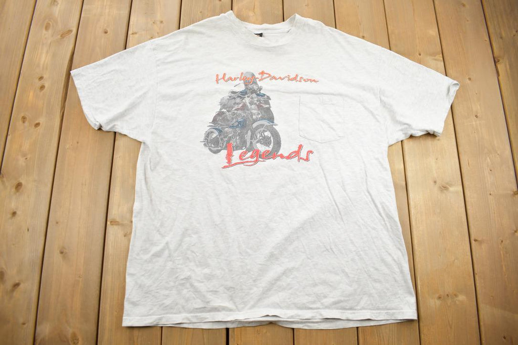 Vintage 1990s Mobile Bay Harley Davidson Motorcycles Alabama Graphic T-Shirt / Made In USA / XXL / Pocket Tee