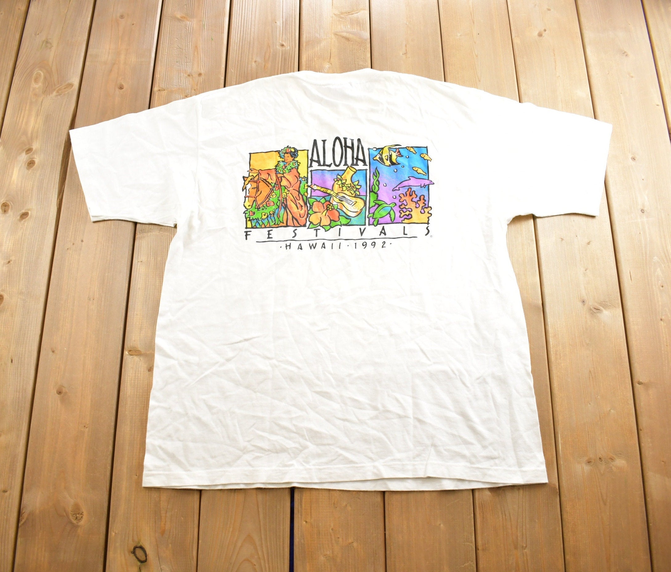 Vintage 1992 Hawaii Aloha Festival Souvenir Travel T Shirt Made In USA