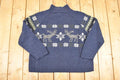 Vintage 1990s LL Bean Christmas Reindeer Wool Knit Crewneck Sweater Women's L