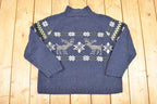 Vintage 1990s LL Bean Christmas Reindeer Wool Knit Crewneck Sweater Women's L