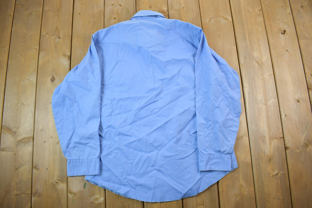 Vintage 1990s Blank Blue Button Up Shirt