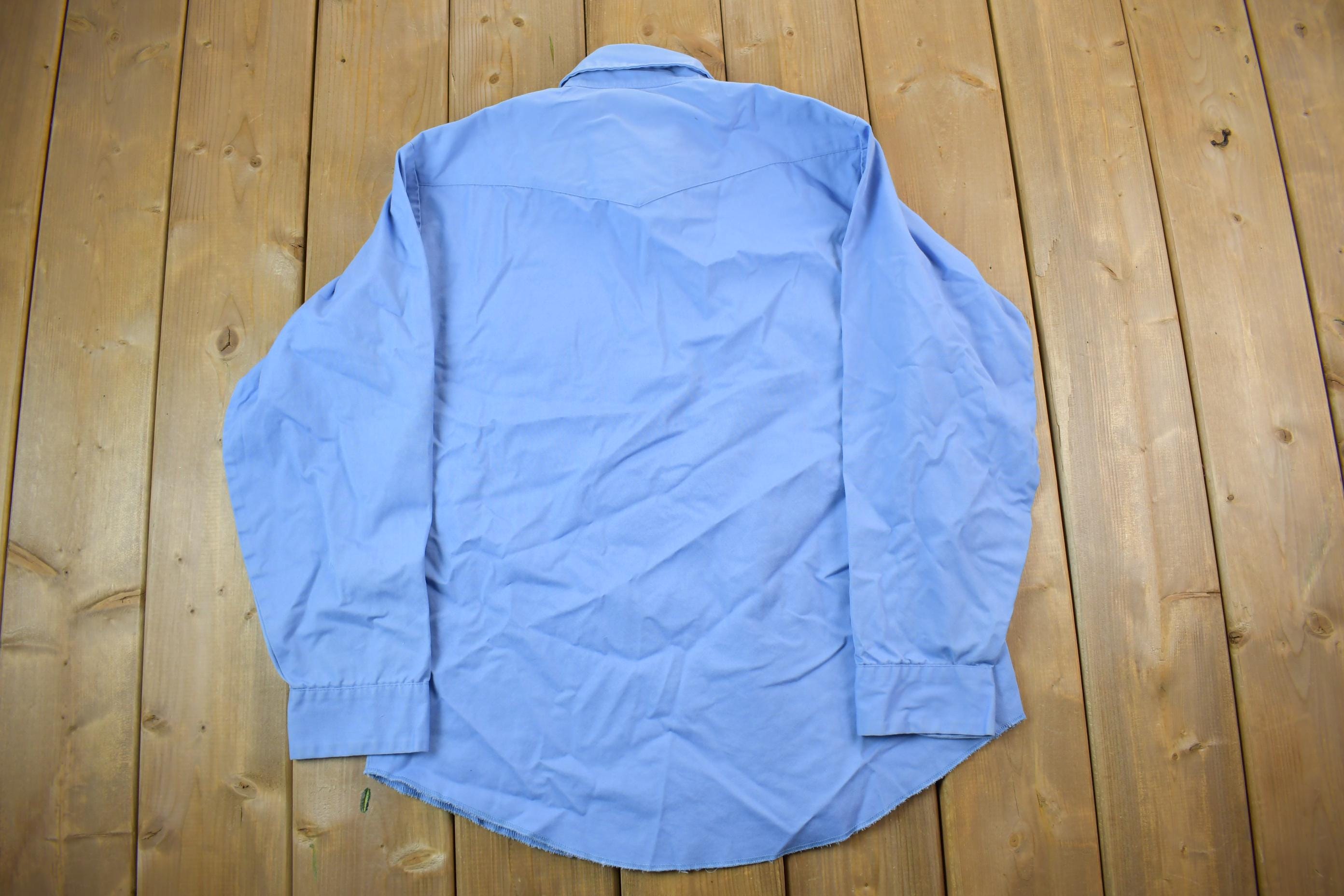 Vintage 1990s Blank Blue Button Up Shirt