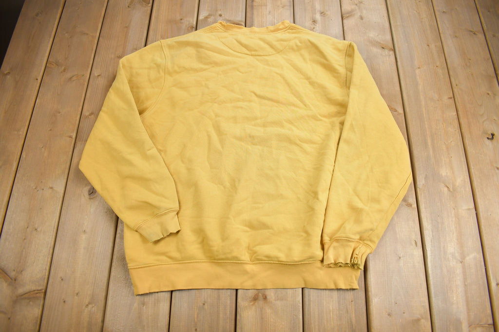 Vintage Y2K Nike Yellow Embroidered Mini Swoosh Crewneck Sweatshirt / Vintage Nike / Sportswear / Sun Faded Crewneck