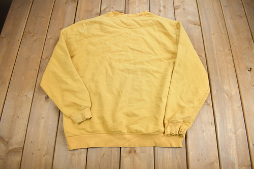 Vintage Y2K Nike Yellow Embroidered Mini Swoosh Crewneck Sweatshirt / Vintage Nike / Sportswear / Sun Faded Crewneck