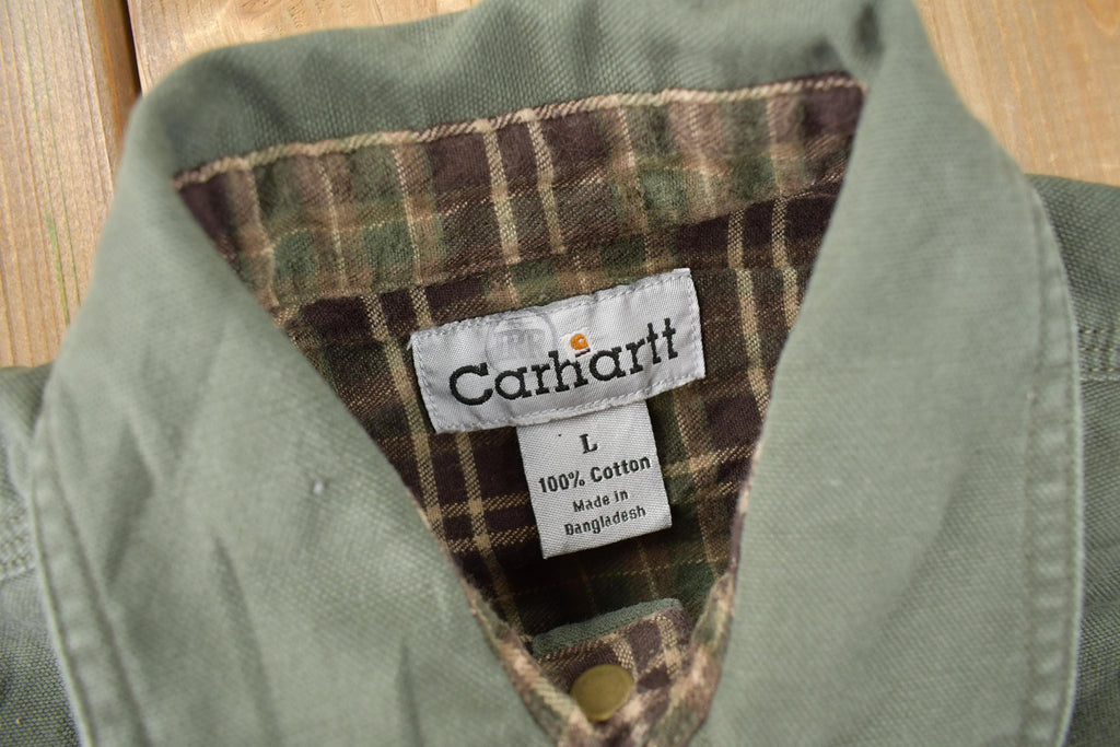 Vintage Y2K Plaid Lined Carhartt Button Up Shirt Youth Large