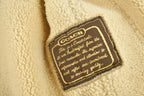 Vintage 1990s Coach Authentic Leather Full Length Shearling Jacket With Fur Hood Size 8