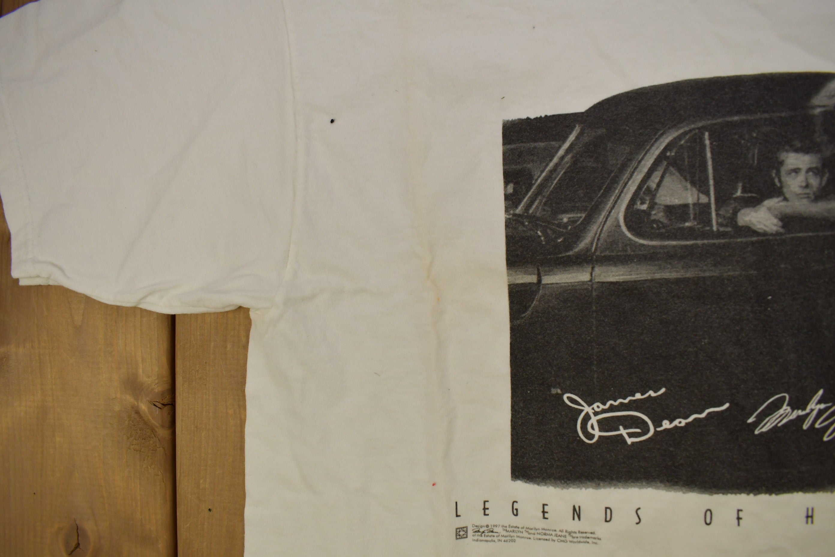 Vintage 1997 James Dean & Marilyn Monroe Legends Of Hollywood Graphic T Shirt