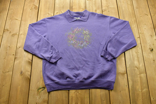 Vintage 90s Northern Reflections Collared Crewneck / Nature Print / Vintage Sweatshirt / Animal Print / Wilderness / Pullover Sweatshirt