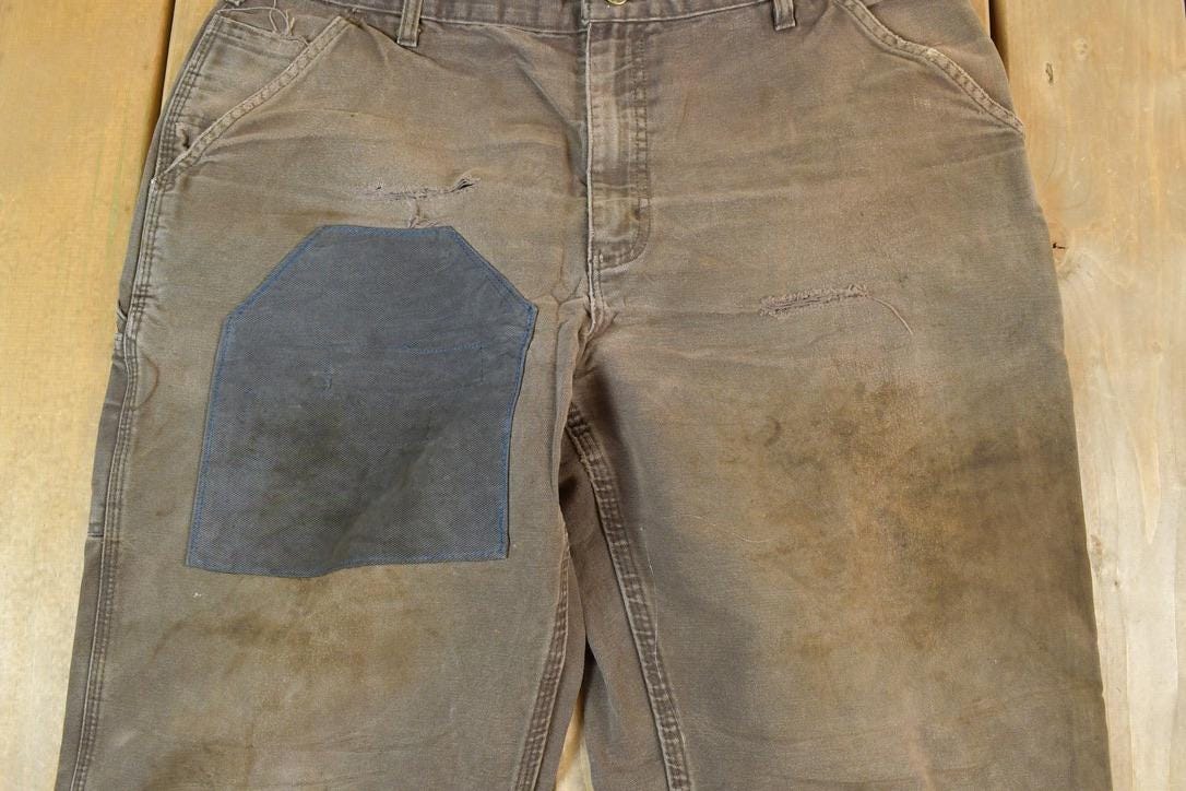 Vintage 1990s Carhartt Denim Patched Work Pants Size