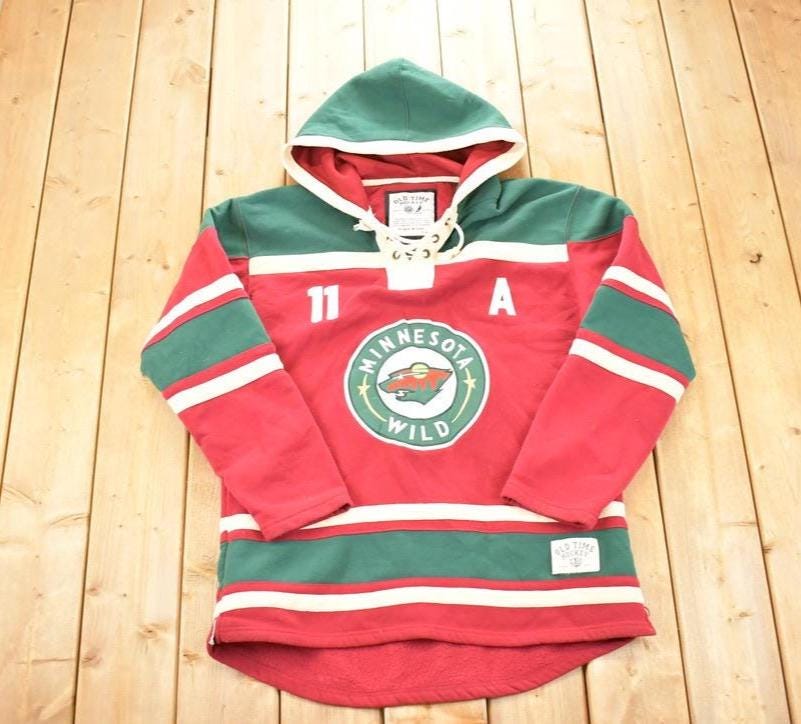 Vintage 1990s Minnesota Wild Old Time Hockey NFL Hoodie Sweatshirt Men's XL