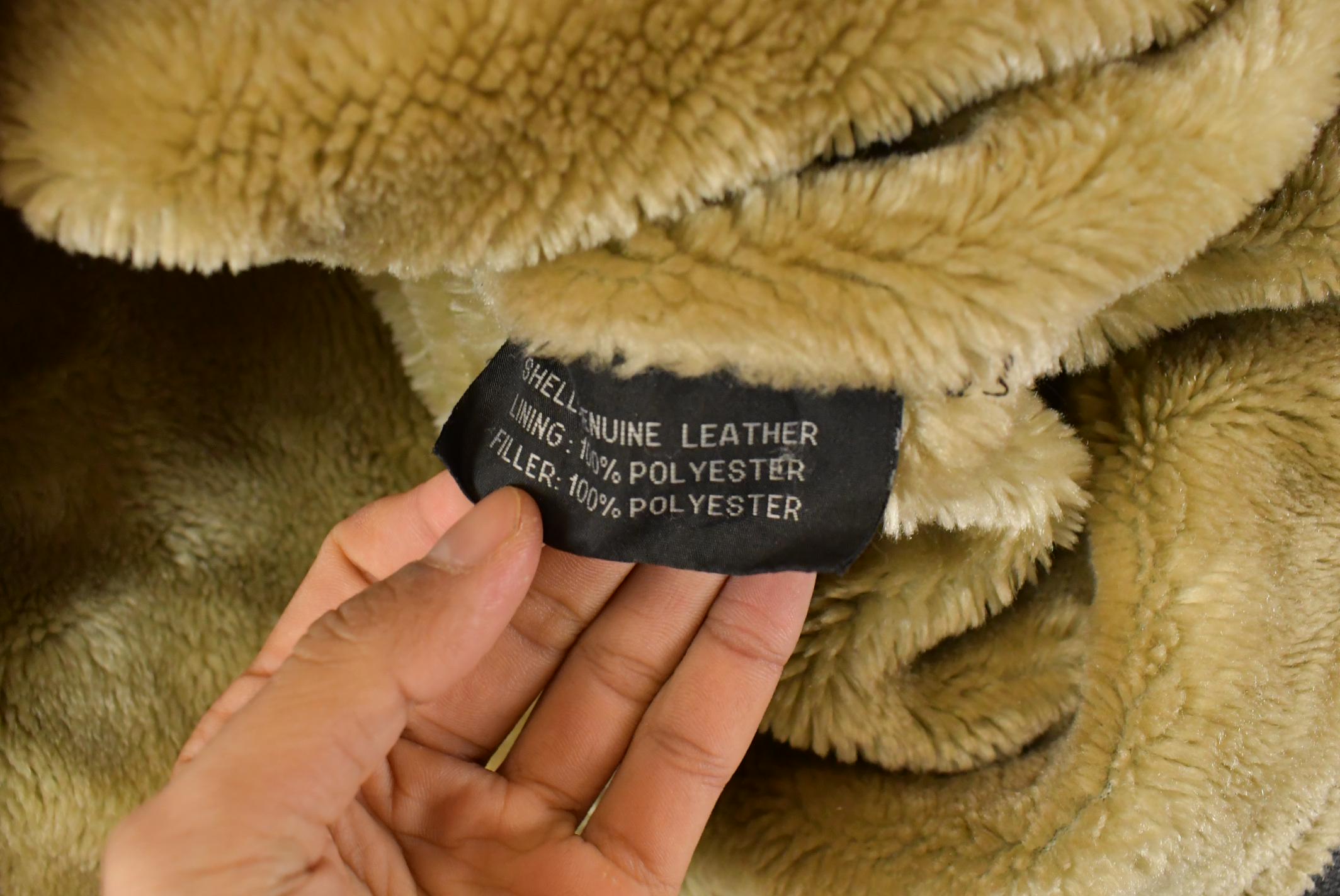 Vintage 1990s Ziptex Leather Faux Shearling Jacket Men's 2XL