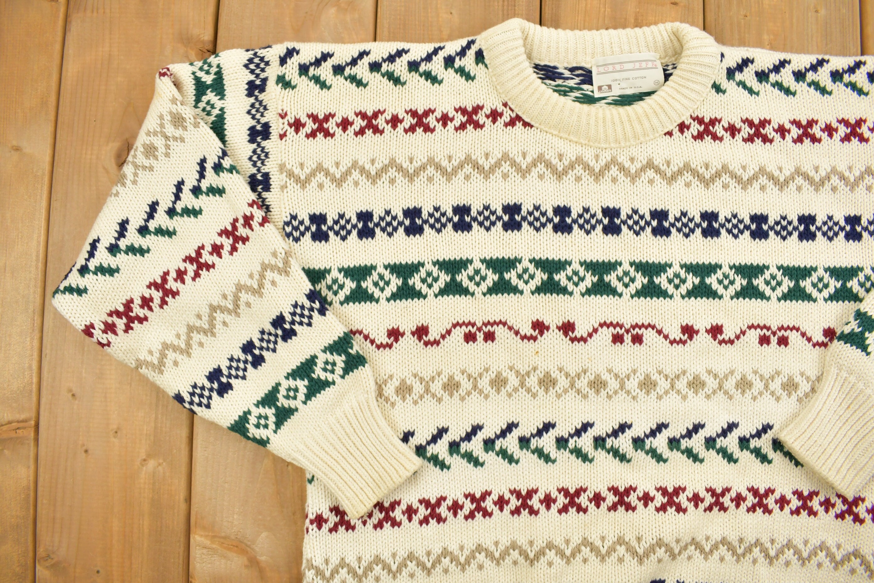 Vintage 1990s Lord Jeff Patterned Crewneck Sweater