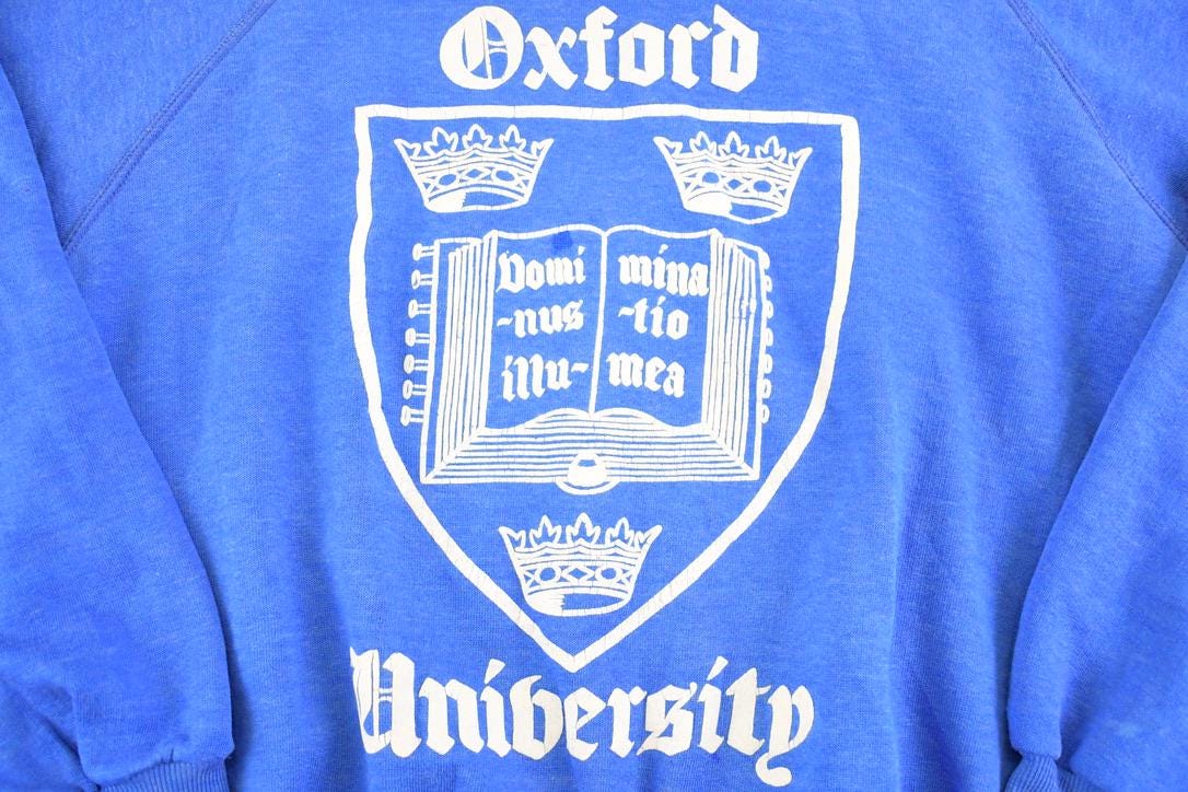 Vintage 1980s Oxford University Crewneck Sweatshirt Men's S