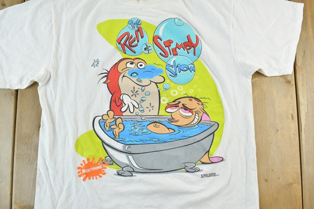 Vintage 1992 The Ren And Stimpy Show Single Stitch T-Shirt