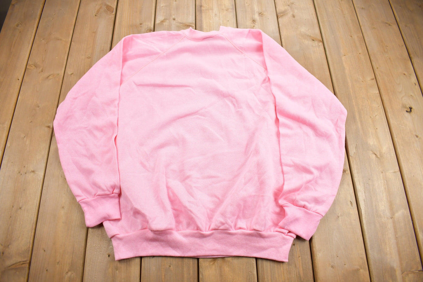 Vintage 1980s Light Pink Blank Raglan Crewneck Sweatshirt / 80s Crewneck / Made In USA / Essential / Streetwear / 80s Blank