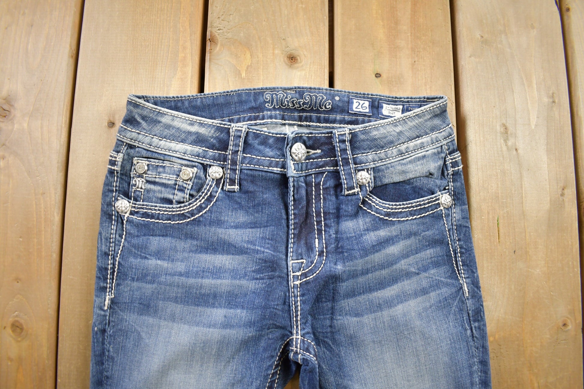 Vintage Y2K Miss Me Bedazzled Low Rise Jeans Size 26x33