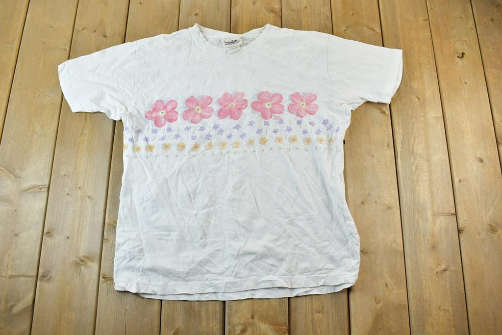 Vintage 1990s Northern Reflections Wrap Around Print T-Shirt / Vintage Floral Souvenir Streetwear / Vacation Tee
