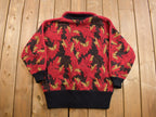 Vintage 1980s Jaques Vert Shawl Collar Fallen Leaves Knit Cardigan Sweater