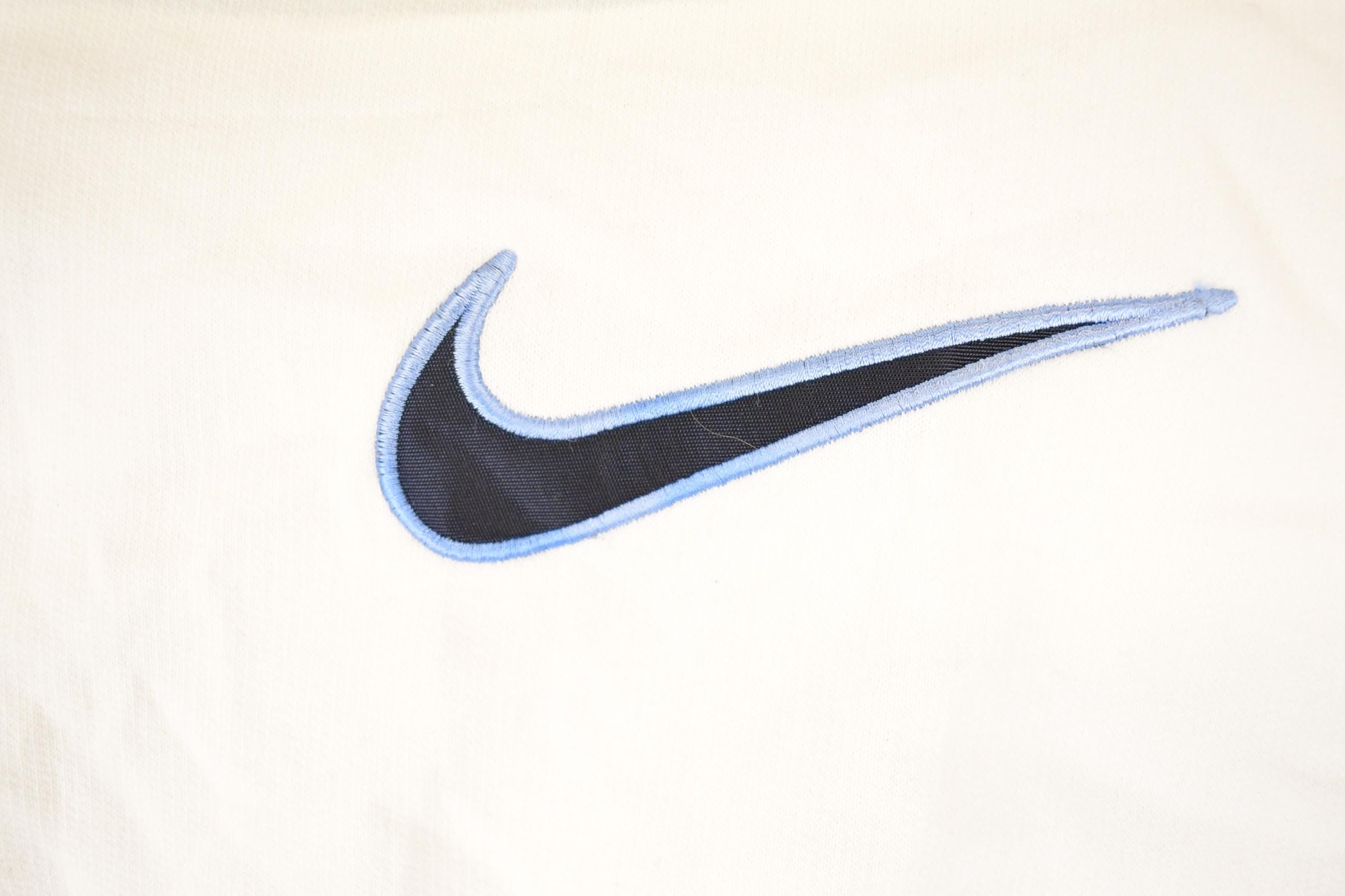 Vintage Y2K Nike Big Middle Embroidered Swoosh Hoodie Sweatshirt Men's L
