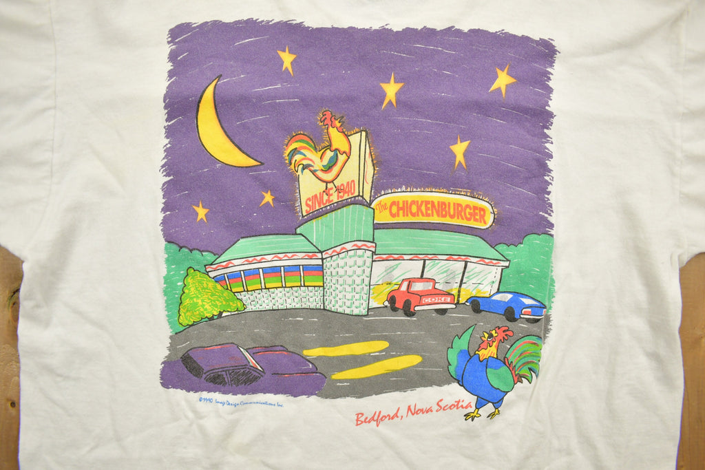 Vintage 1990 Chickenburger Bedford Nova Scotia Graphic T Shirt