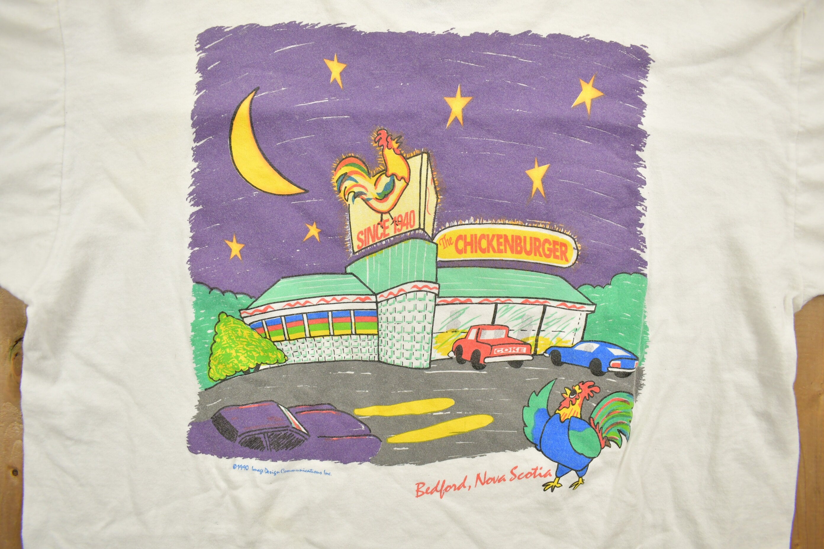 Vintage 1990 Chickenburger Bedford Nova Scotia Graphic T Shirt