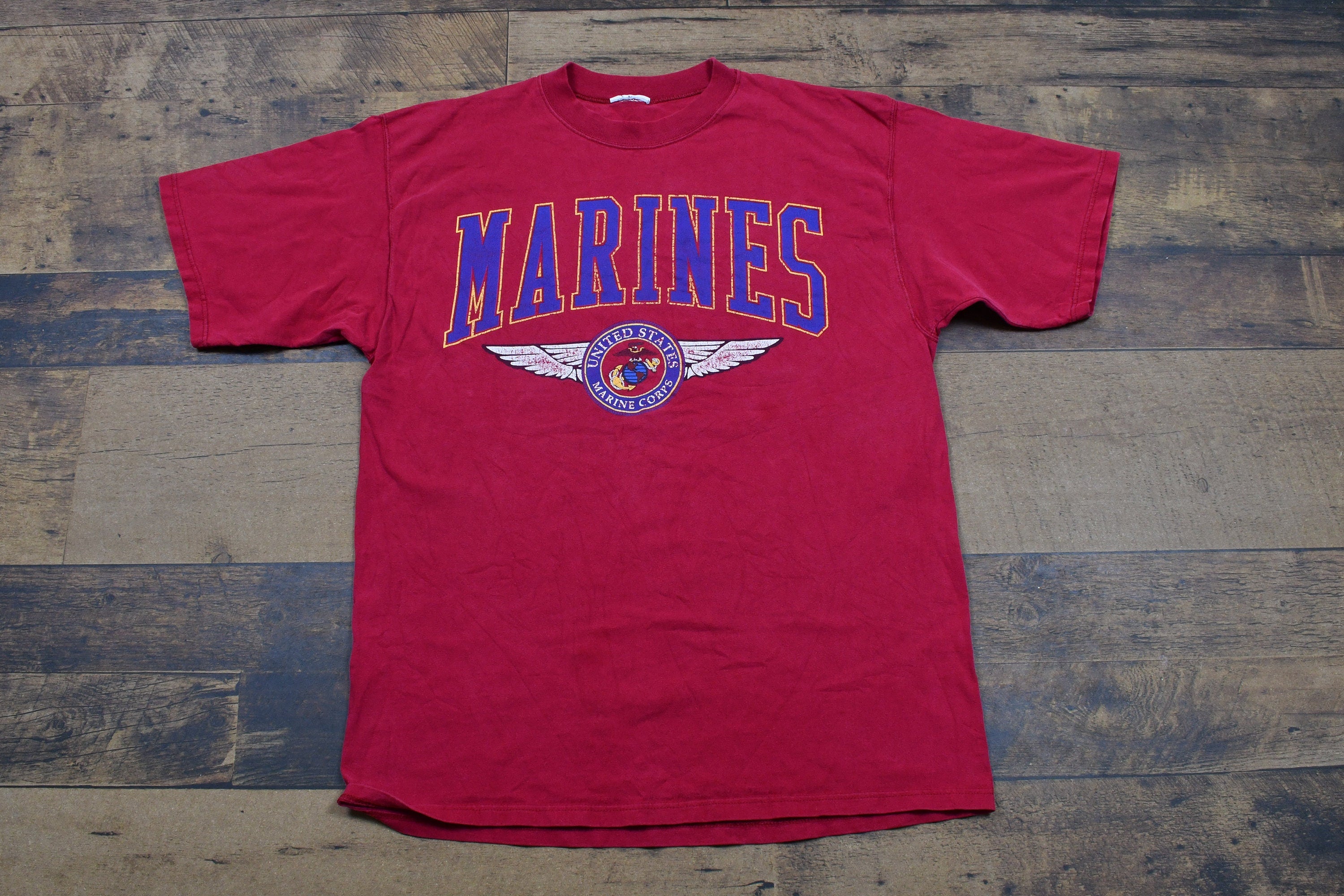 Vintage 1990s United States Marine Corps T-Shirt  Army & Military Graphic  80s  90s  Streetwear  Retro Style  Utility  Spell Out Tee