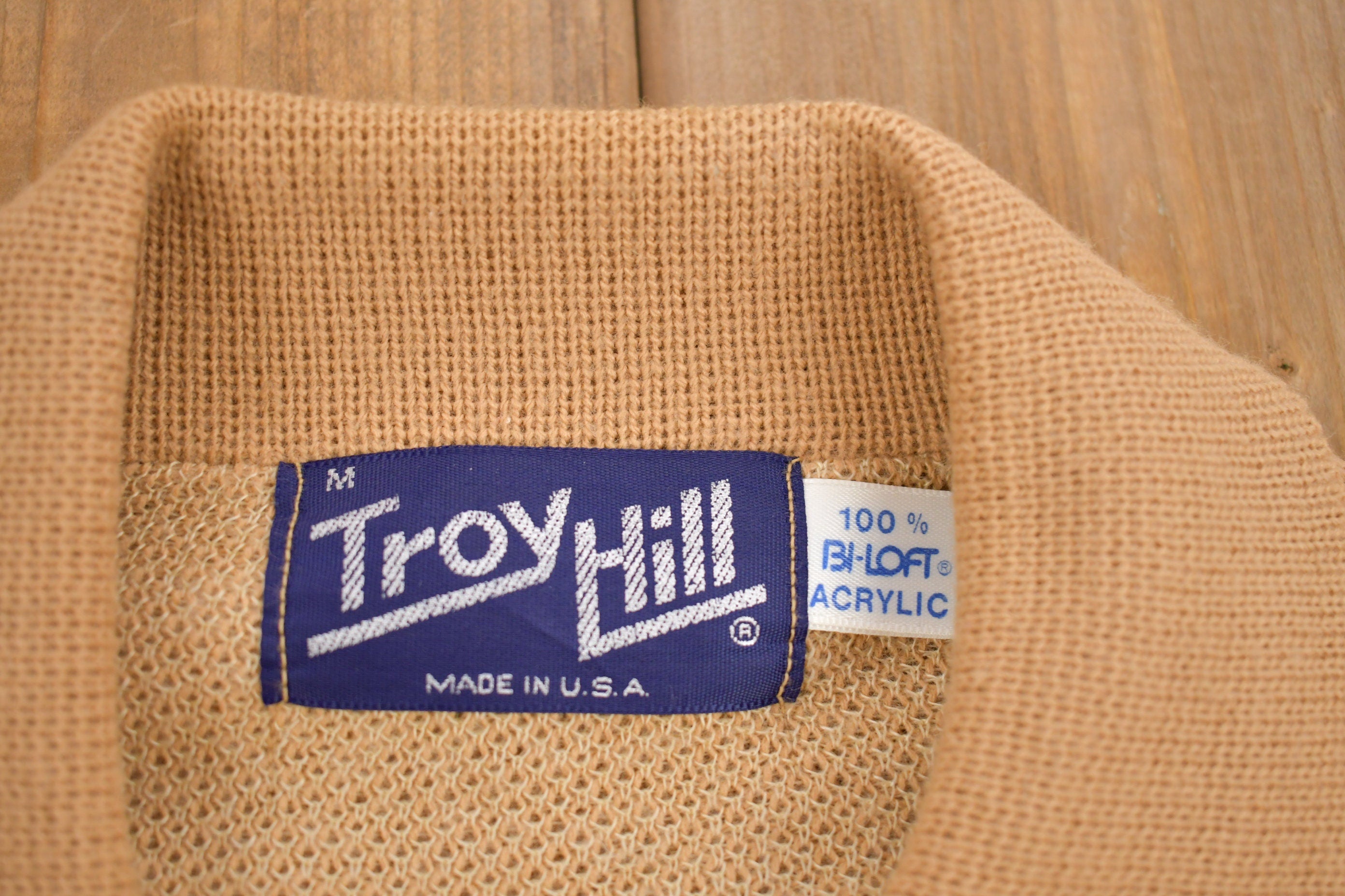 Vintage 1980s Troy Hill Made In USA Zip Up Knitted Sweater