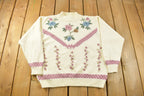 Vintage Alfred Dunner Knitted Floral Mock Neck Sweater