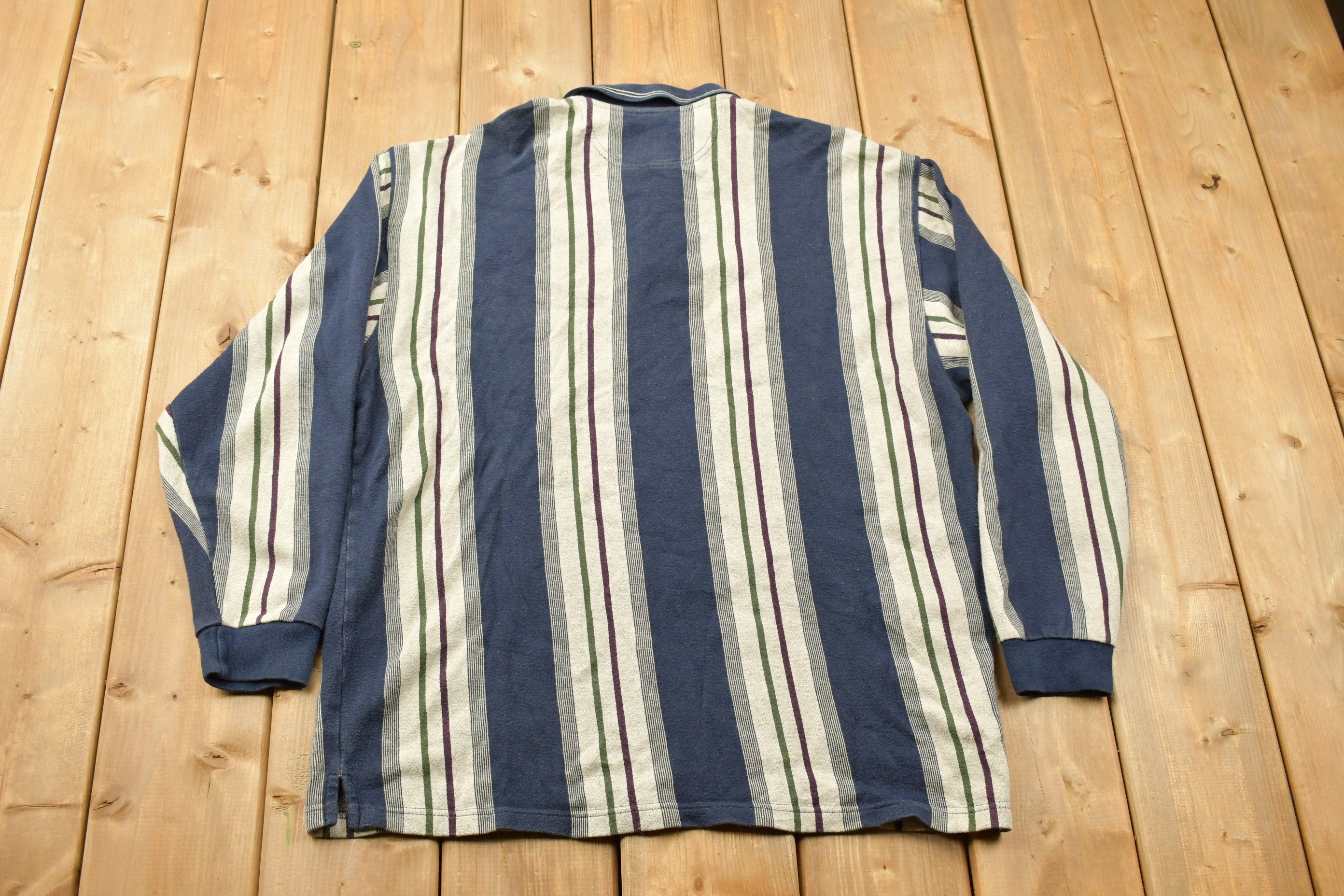 Vintage 1990s Izod Striped Collared Sweatshirt  90s Ralph Izod  Streetwear  Color Block  Collared Shirt  Casual Wear  Striped Izod
