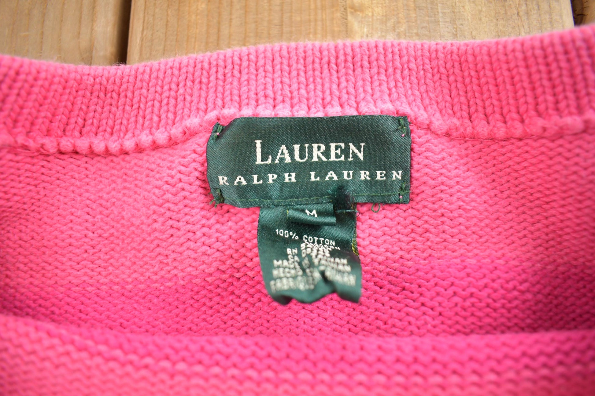 Vintage 1990s Ralph Lauren Womens Pink Knit Crewneck Sweater